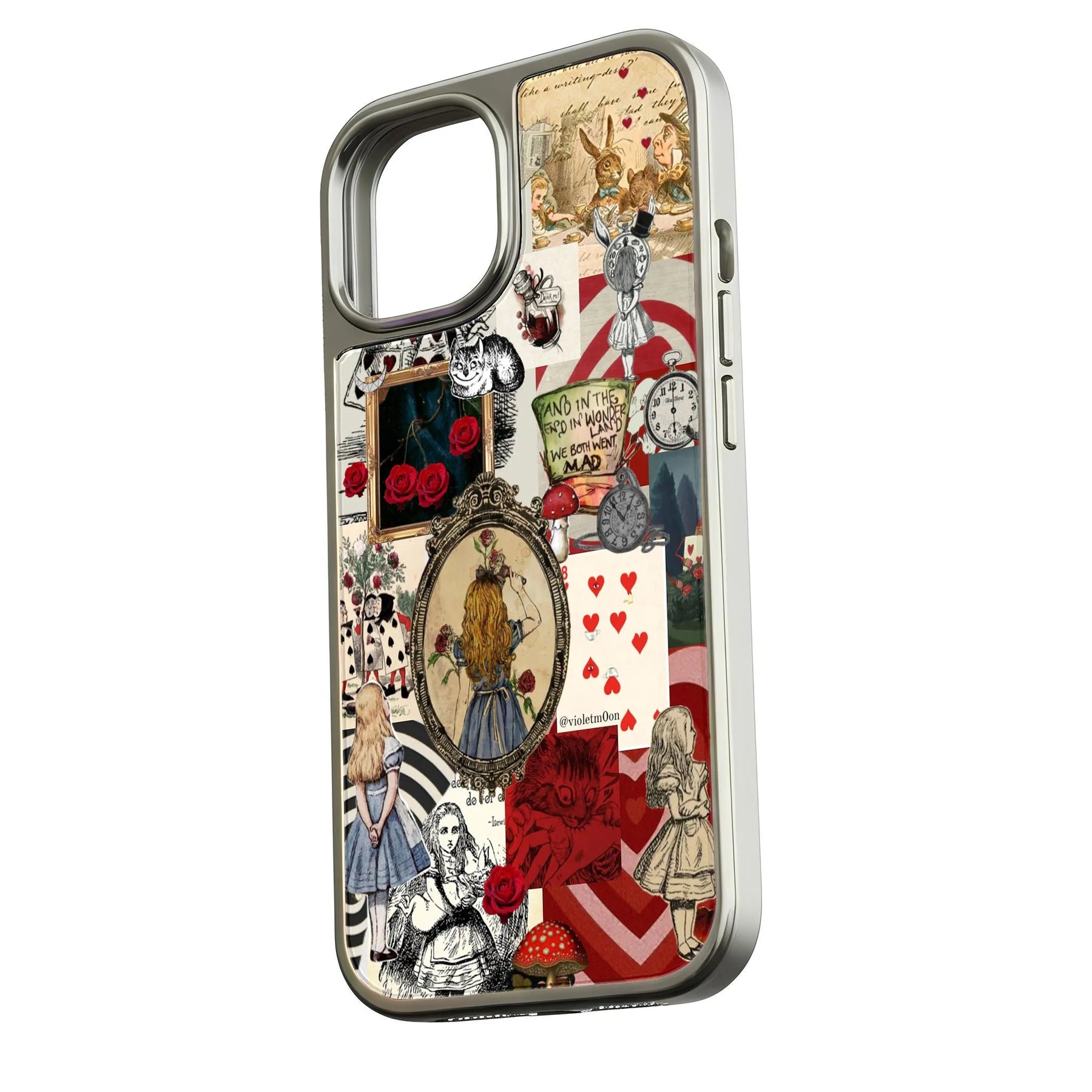 Funda para teléfono holográfica cromada de Alicia en el País de las Maravillas - Diseño caprichoso