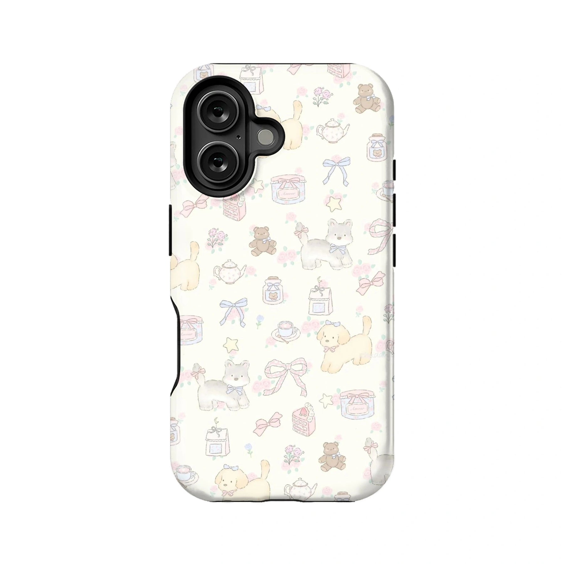 Adorable funda de teléfono con dibujos animados: diseño de gatos, perros y ositos de peluche