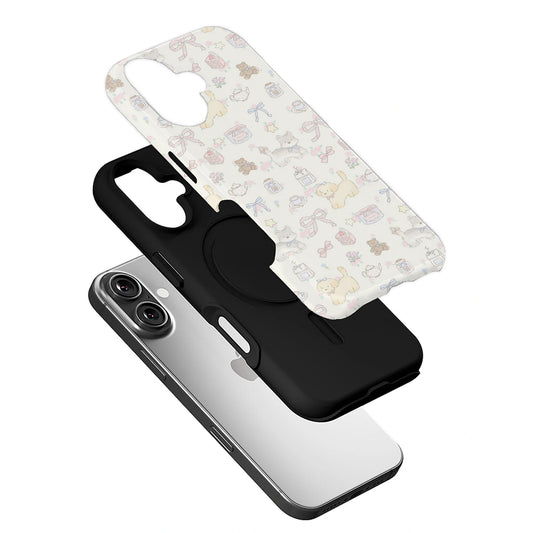 Adorable Cartoon Phone Case – Cats, Dogs, and Teddy Bear Design