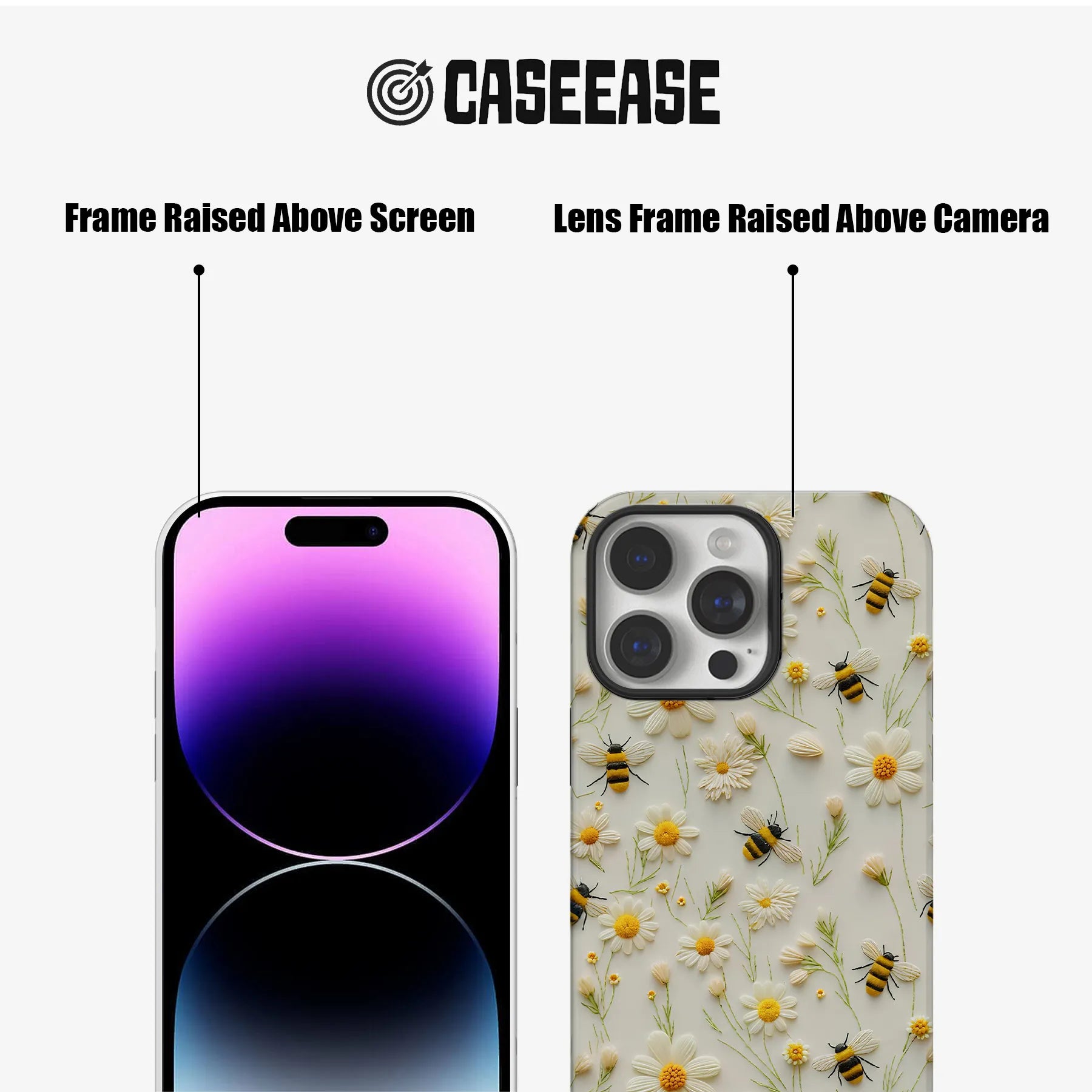Floral Bee TPU+PC IPhone 16 phone case
