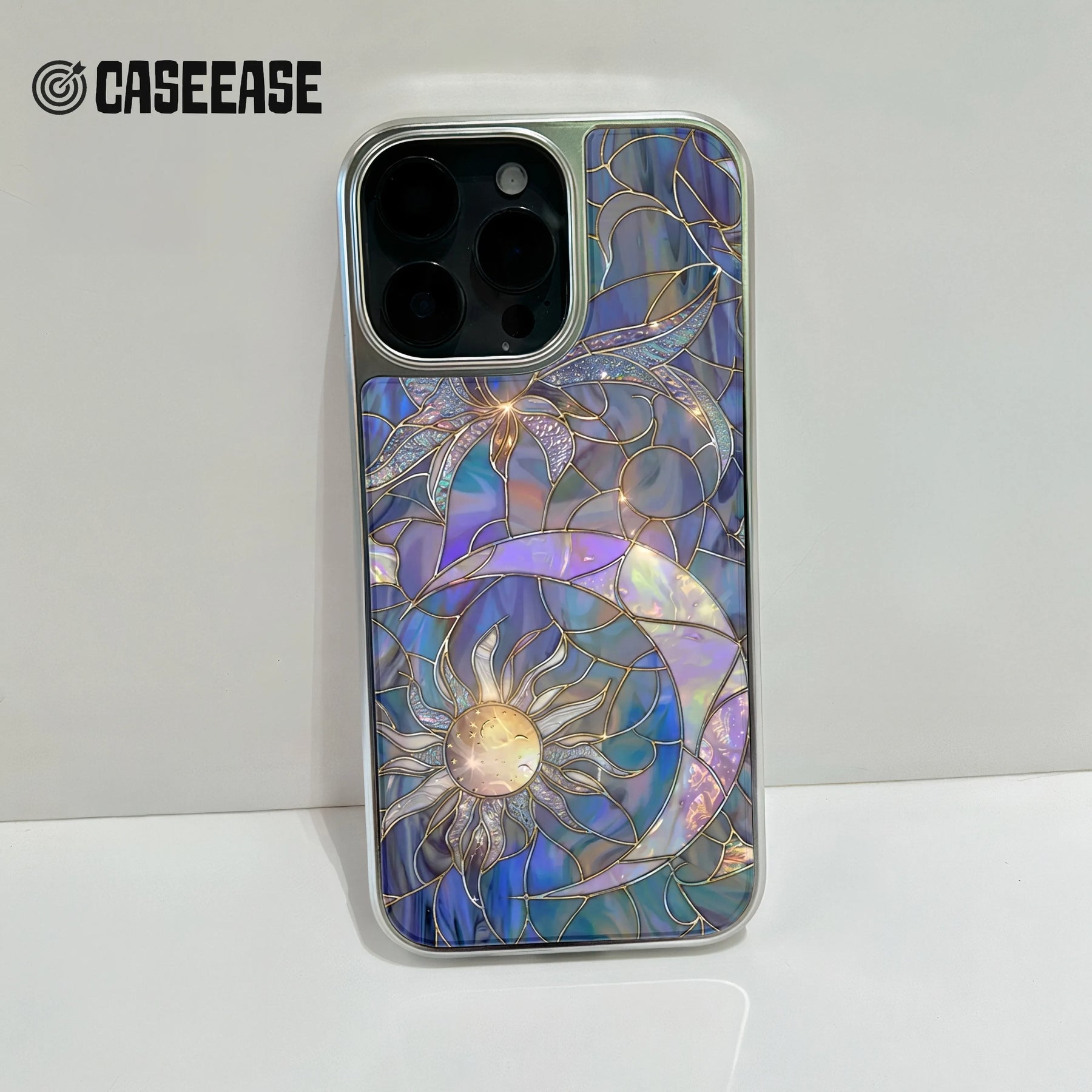 Holographic Chrome Phone Case - Celestial Stained Glass Design