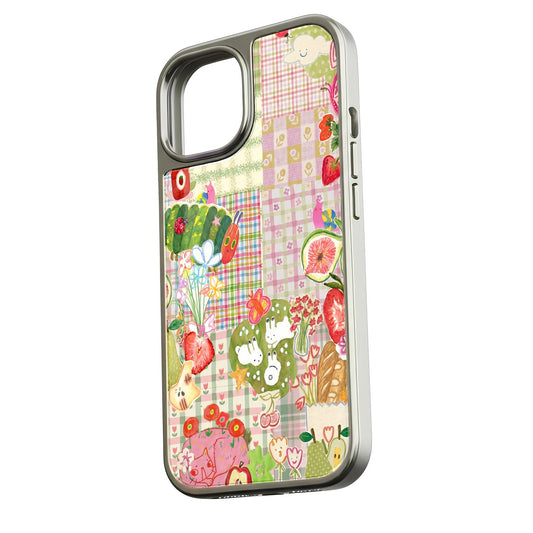 Holographic Chrome Phone Case - Whimsical Garden Design