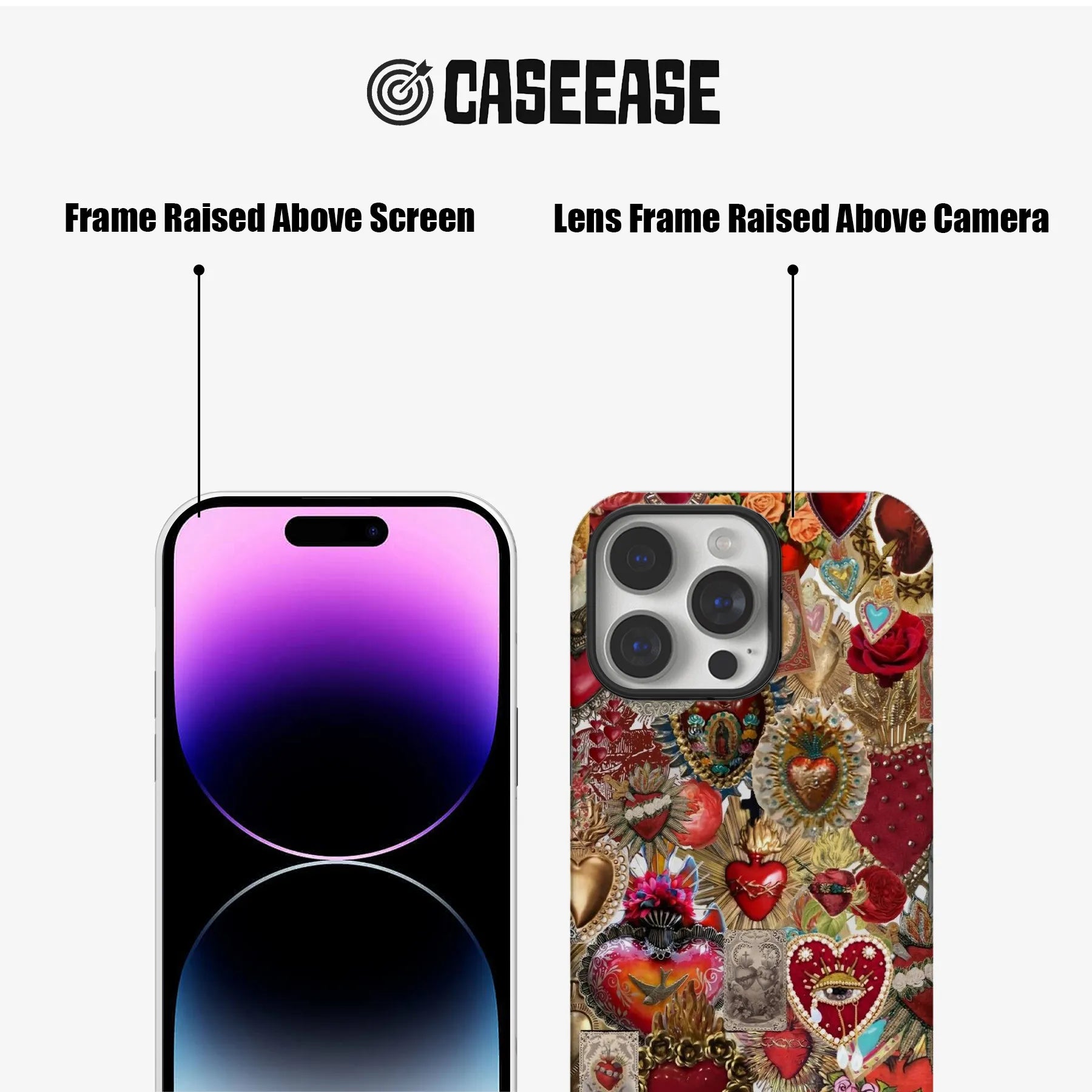 Funda para teléfono con corazones de colores