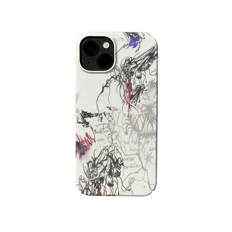 Abstract Ink Art Phone Case 2025 – Minimalist Black and Red Design