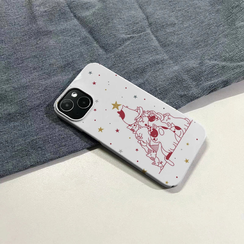 Funda para teléfono con diseño de árbol navideño para gatos