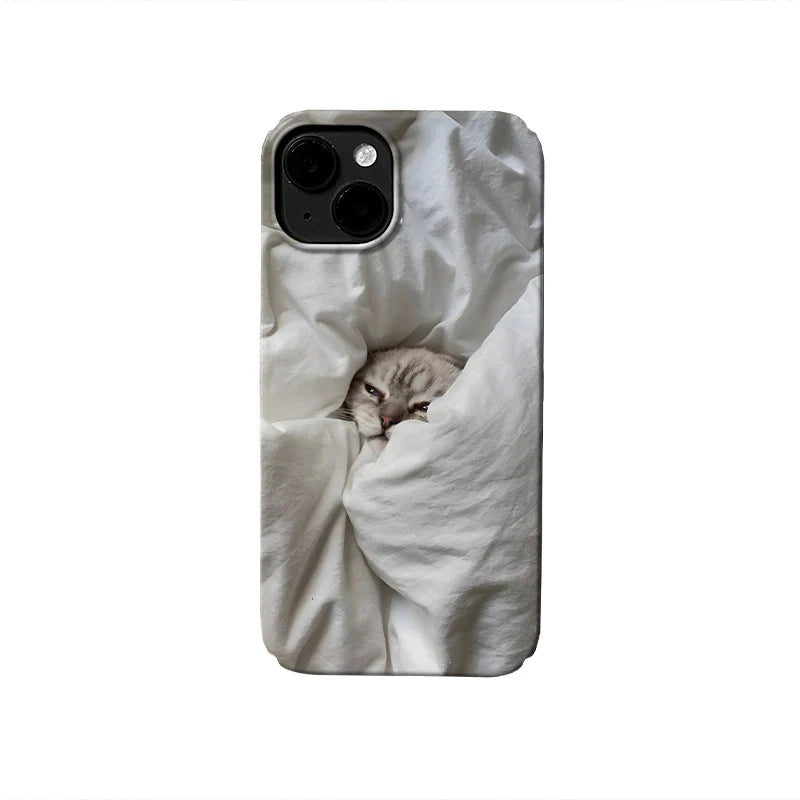 Cozy Cat Phone Case 2025 – Snug Kitten Wrapped in White Blanket