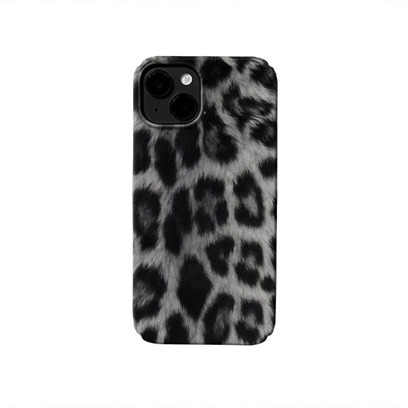 Elegant Gray Leopard iPhone Case – Subtle Animal Print