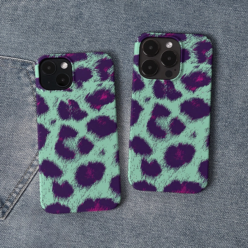 Teal & Purple Leopard iPhone Case – Unique Colorful Animal Print