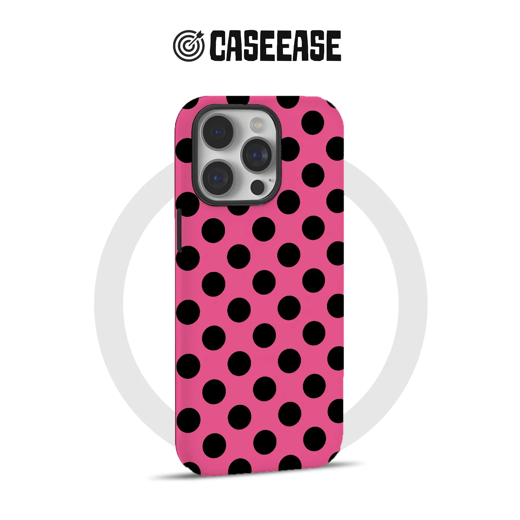 Funda para teléfono con lunares rosas llamativos