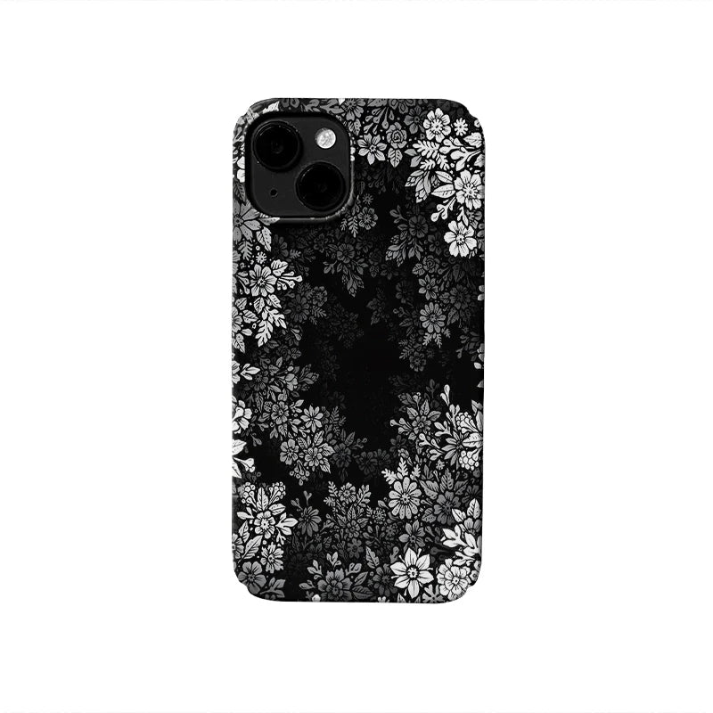 Elegant Floral Pattern Phone Case – Classic Black & White Design