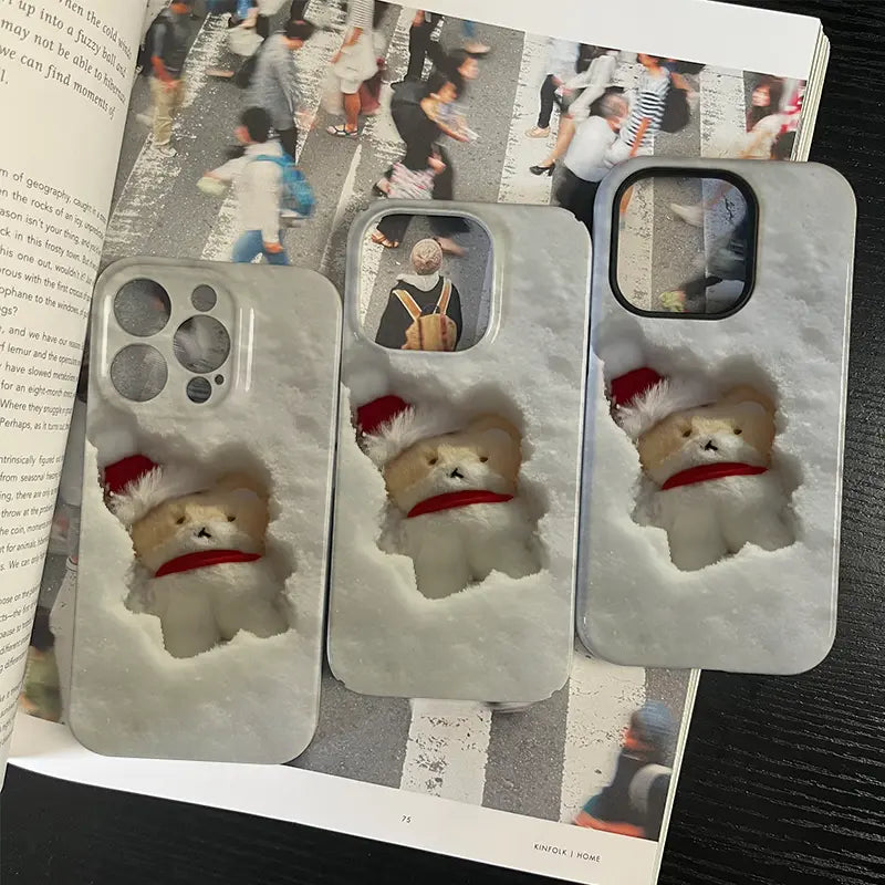 Funda para teléfono con diseño navideño de oso nevado: diseño acogedor y festivo