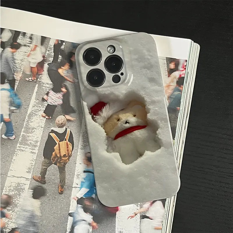 Funda para teléfono con diseño navideño de oso nevado: diseño acogedor y festivo