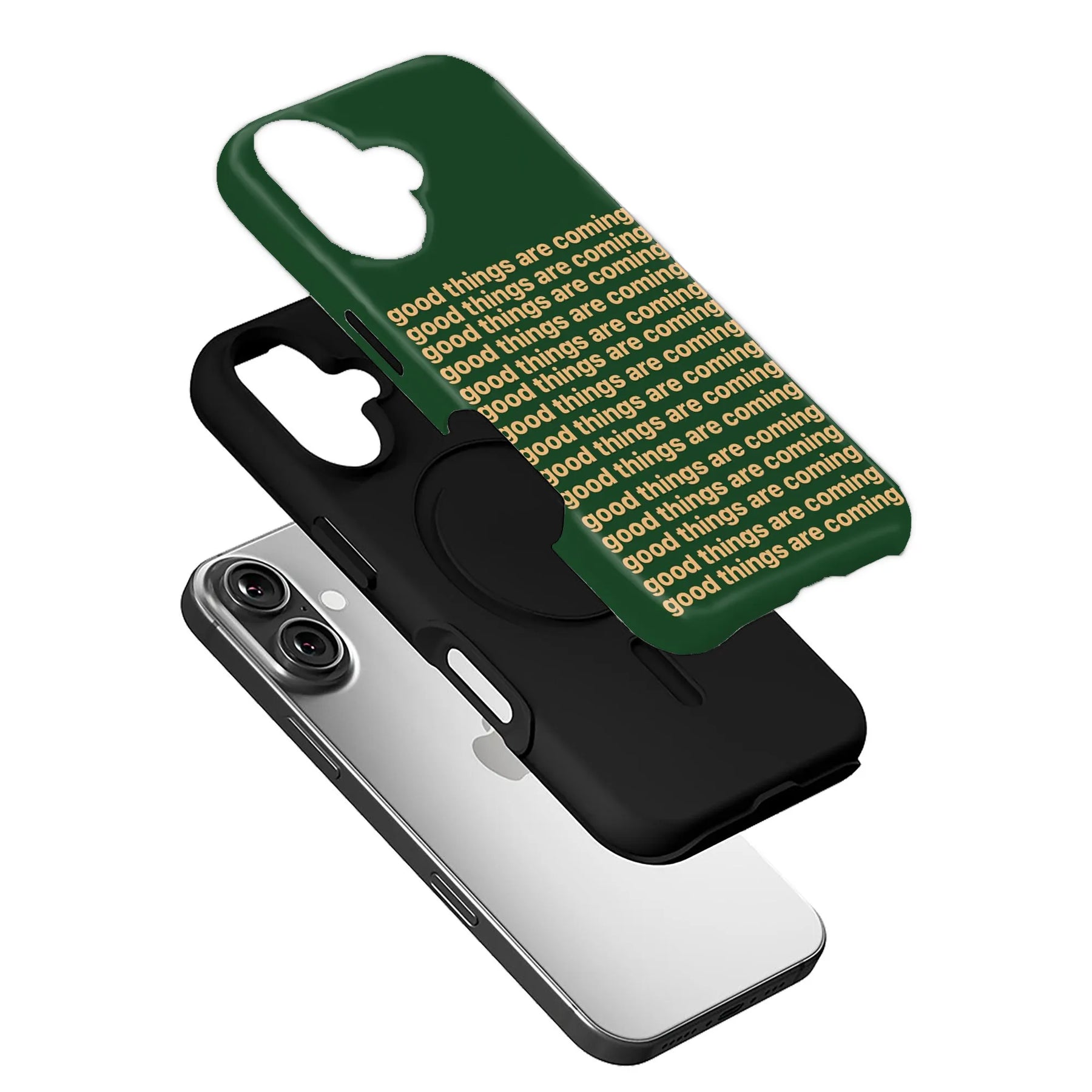 Funda para teléfono "Good Things Are Comes" - Diseño verde motivacional