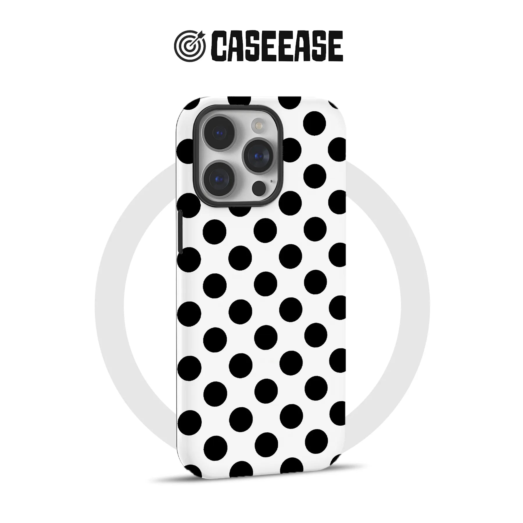 Funda clásica para teléfono con lunares negros