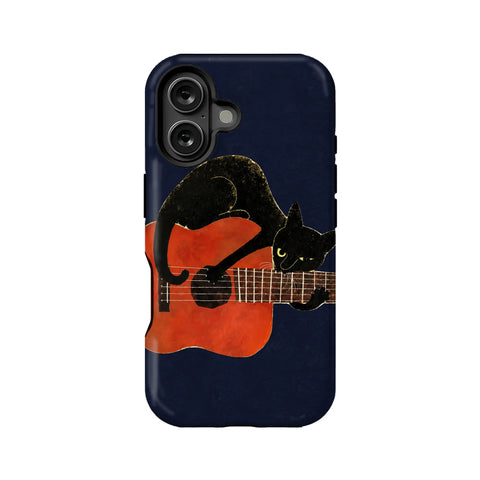Black Cat Guitar Phone Case