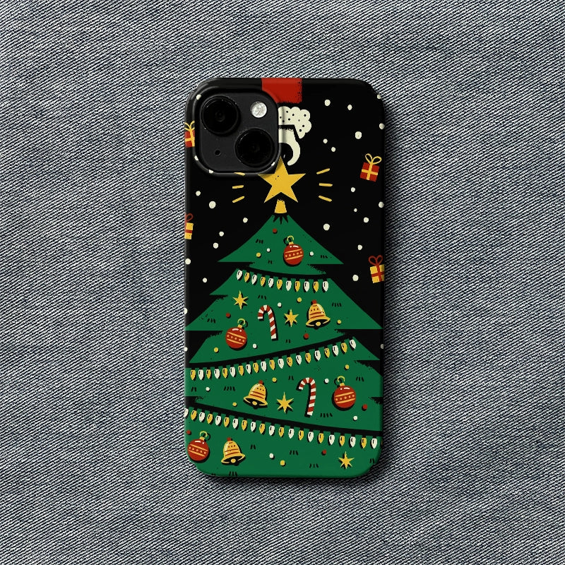 Funda para teléfono con diseño de árbol de Navidad: diseño festivo y divertido