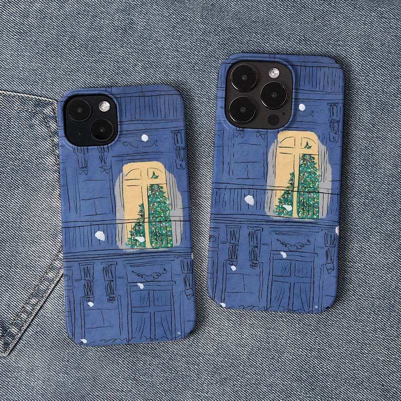 Funda navideña acogedora con ventana para teléfono: diseño festivo y artístico