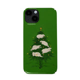 Funda para teléfono con diseño navideño de ovejas y árbol: diseño festivo y único