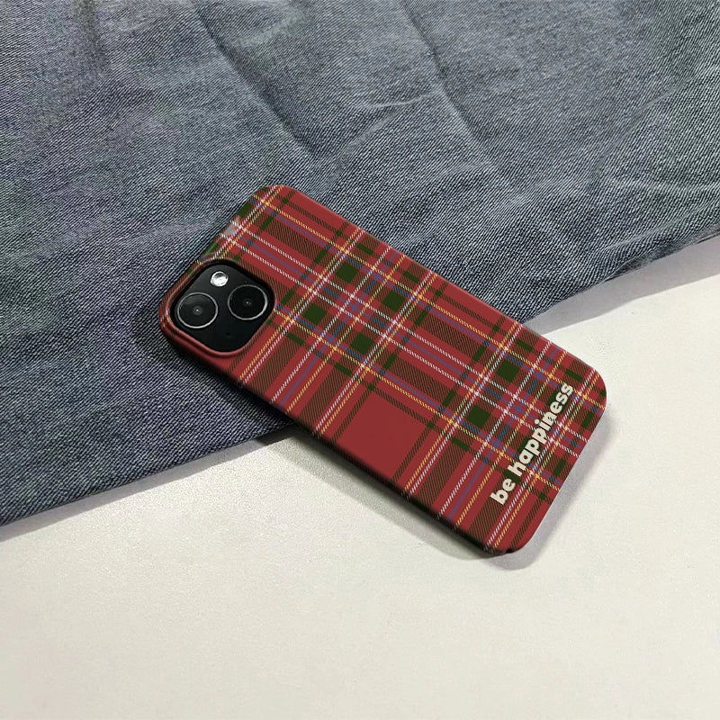 Funda para móvil navideña de tartán "Be Happiness"