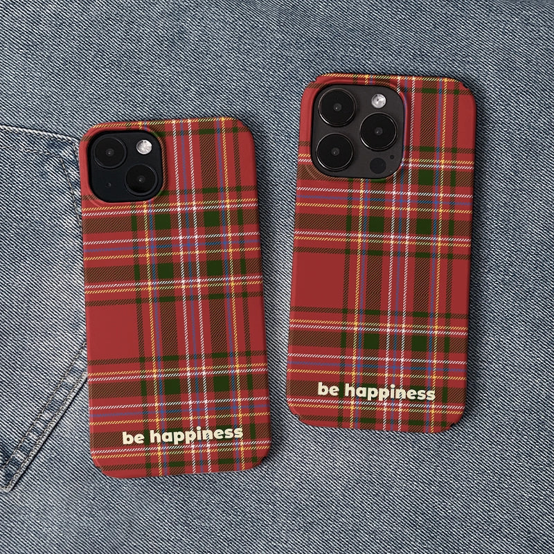 Funda para móvil navideña de tartán "Be Happiness"
