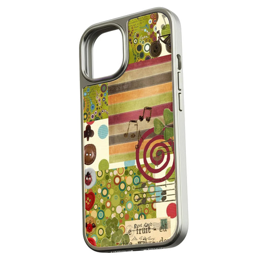 Holographic Chrome Artistic Phone Case - Colorful Collage Design