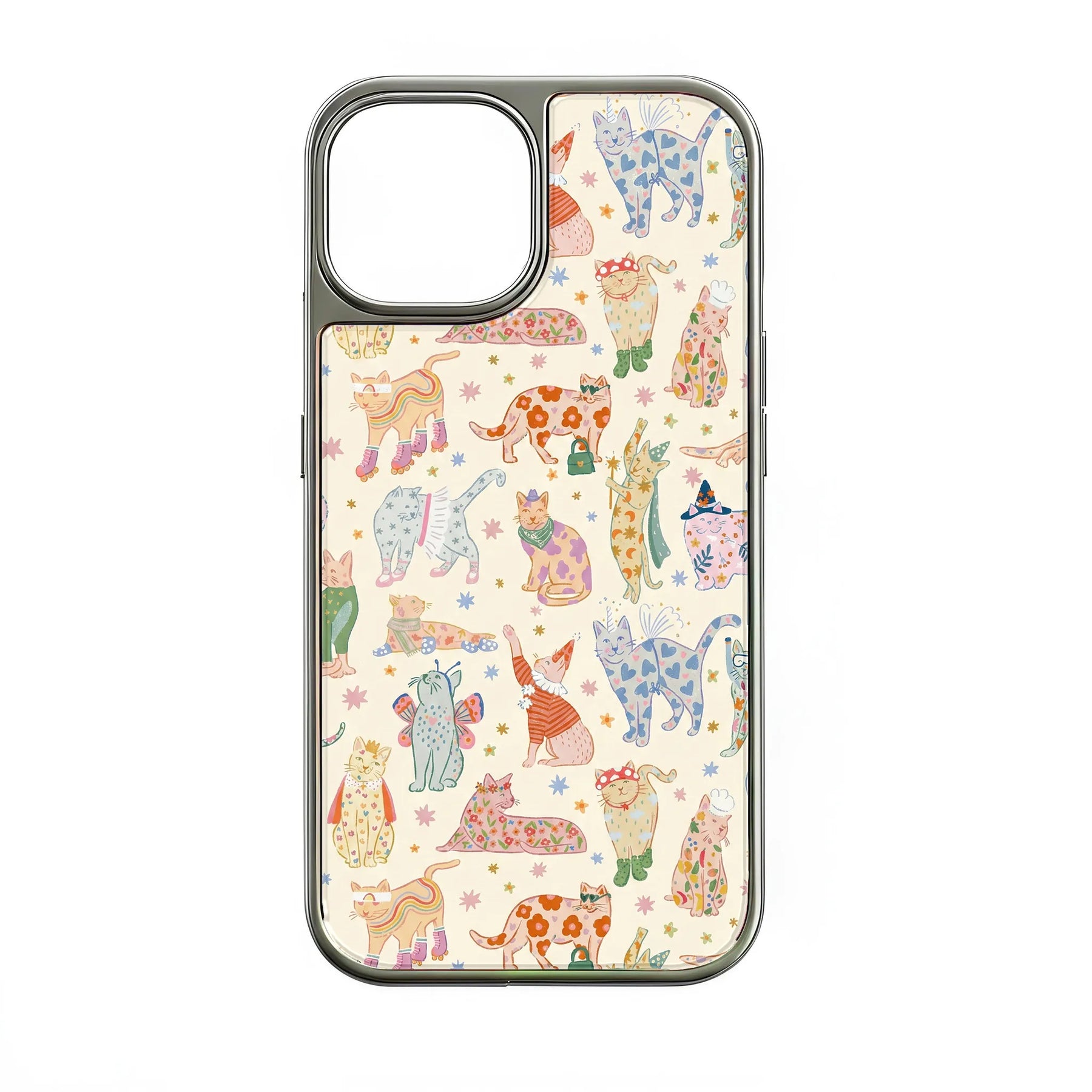 Funda holográfica cromada con diseño de gato - Diseño felino divertido