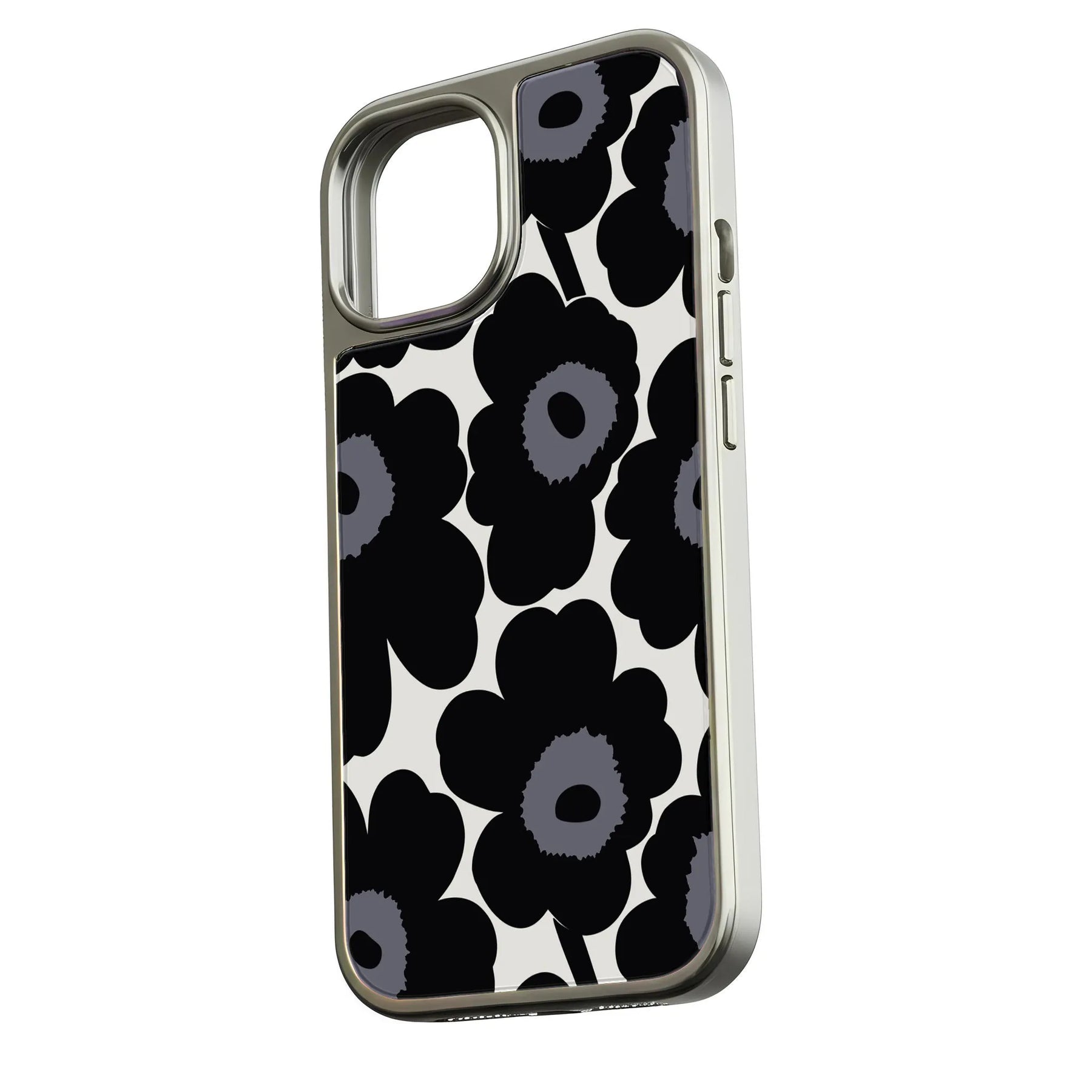 Holographic Chrome Phone Case for iPhone 14 Pro - Prismatic Floral Design