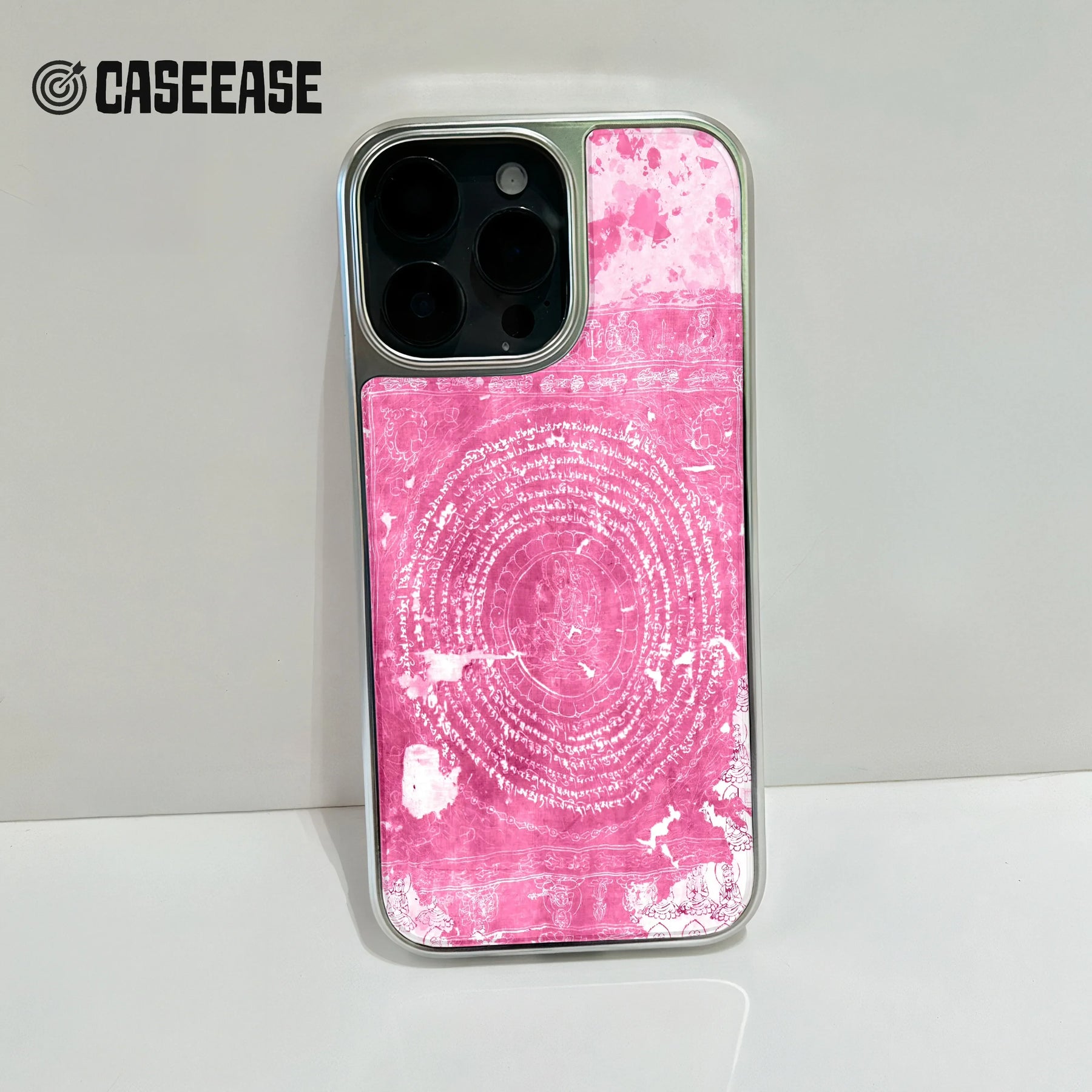 Funda holográfica cromada para iPhone 15 - Acabado mármol rosa y metalizado