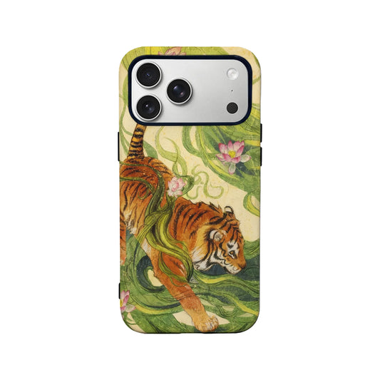 Vintage Tiger and Lotus Floral Phone Case