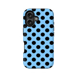 Elegante funda para teléfono con lunares azules