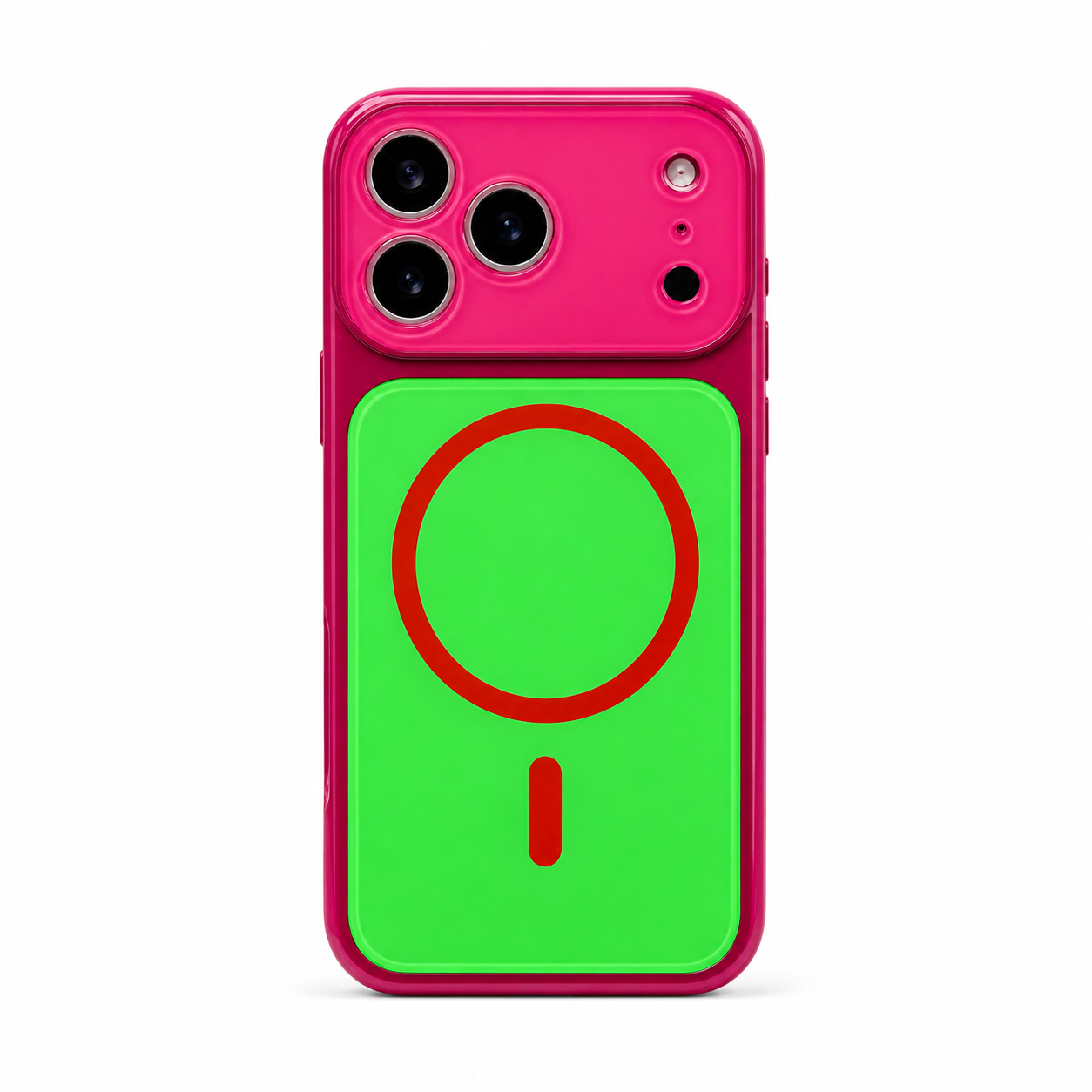 Dopamine Contrast Color MagSafe iPhone Case - Rose Red-Green white background variant image