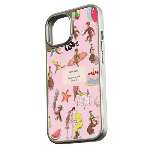 Holographic Chrome Curious Monkey Phone Case - Fun and Colorful