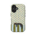 Funda para teléfono con diseño de gato colgante y flores vintage
