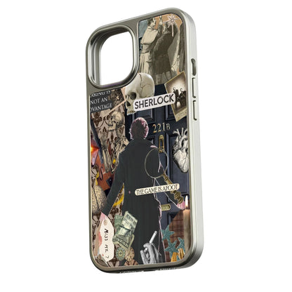 Funda holográfica cromada Sherlock para teléfono: estética vintage con diseño 221B