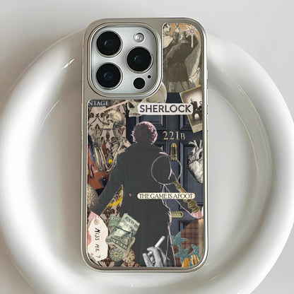 Funda holográfica cromada Sherlock para teléfono: estética vintage con diseño 221B