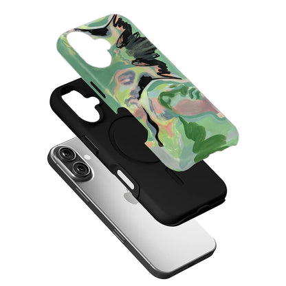 Funda para teléfono con arte facial abstracto