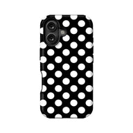 Funda clásica para teléfono con lunares blancos y negros