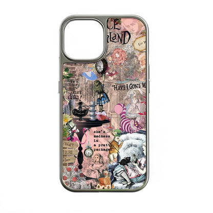 Holographic Chrome Alice in Wonderland Phone Case - Whimsical Design & Dreamy Aesthetic