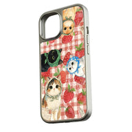 Funda para teléfono holográfica cromada con gato y fresa