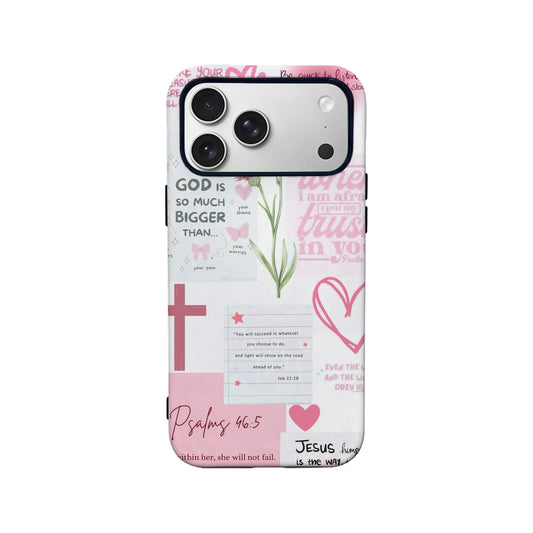 Red Bible Verse Phone Case – Psalm 46:5 Christian Floral Faith Design