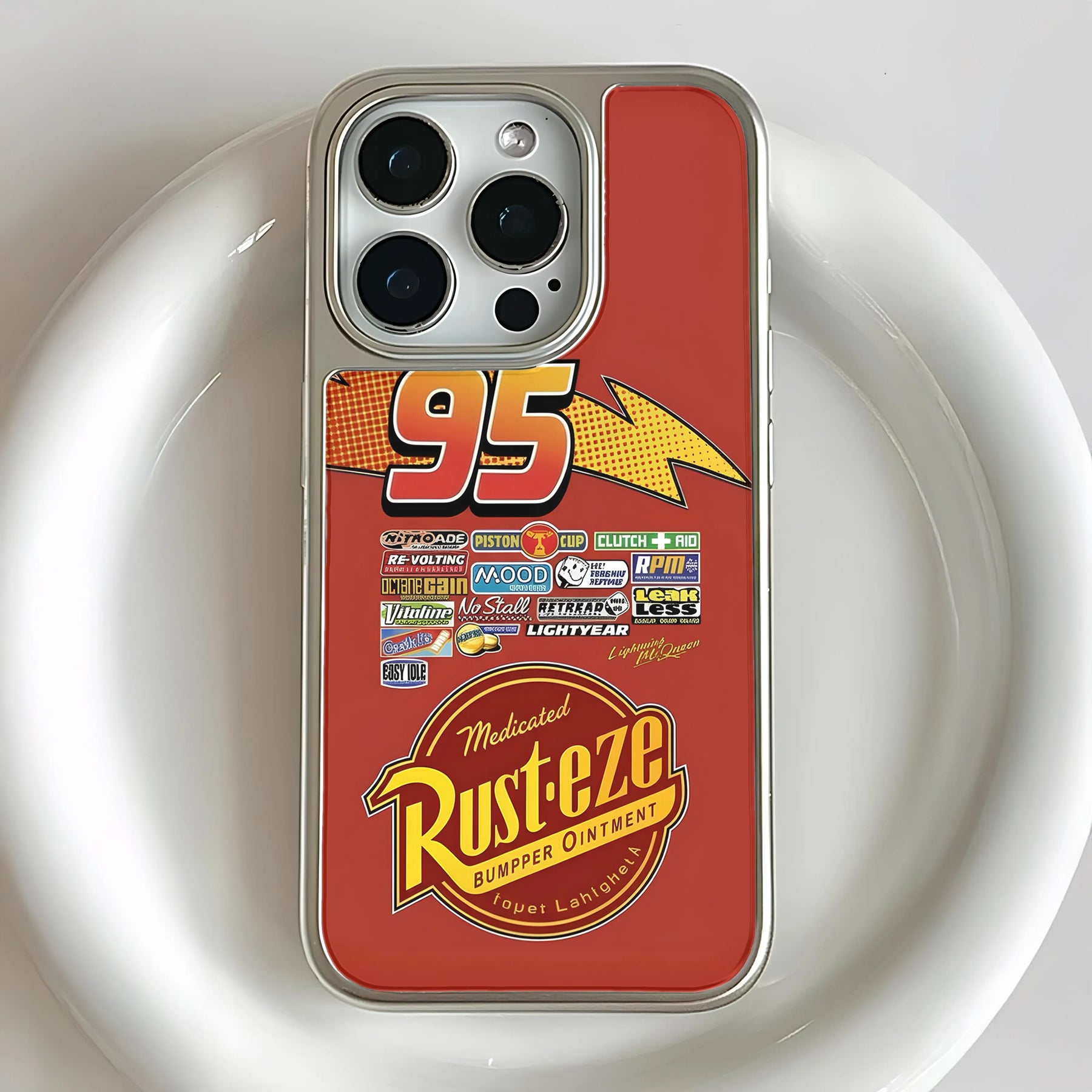 Funda holográfica cromada de Rayo McQueen para teléfono - Diseño de carreras rojo