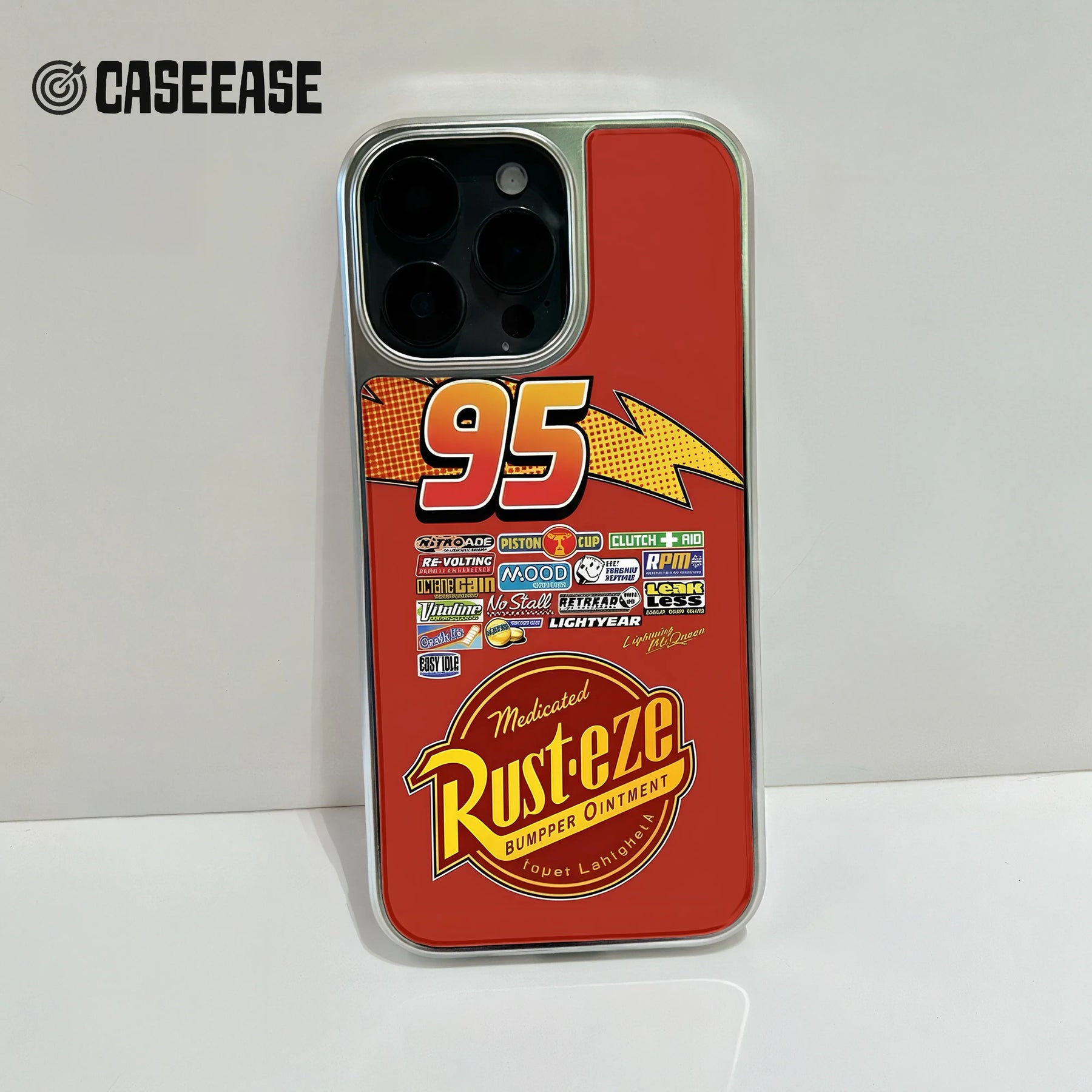 Funda holográfica cromada de Rayo McQueen para teléfono - Diseño de carreras rojo
