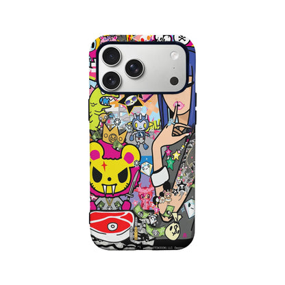Estuche para teléfono con collage de dibujos animados vibrantes