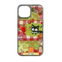Holographic Chrome Cat Design Phone Case - Colorful Collage Aesthetic