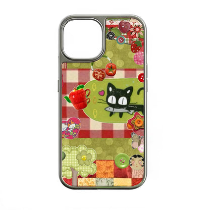 Holographic Chrome Cat Design Phone Case - Colorful Collage Aesthetic