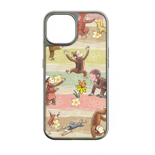 Holographic Chrome Curious Monkey Phone Case - Colorful Design