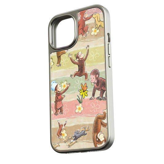 Holographic Chrome Curious Monkey Phone Case - Colorful Design