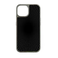 Holographic Chrome iPhone 15 Pro Phone Case - Black Grid Design
