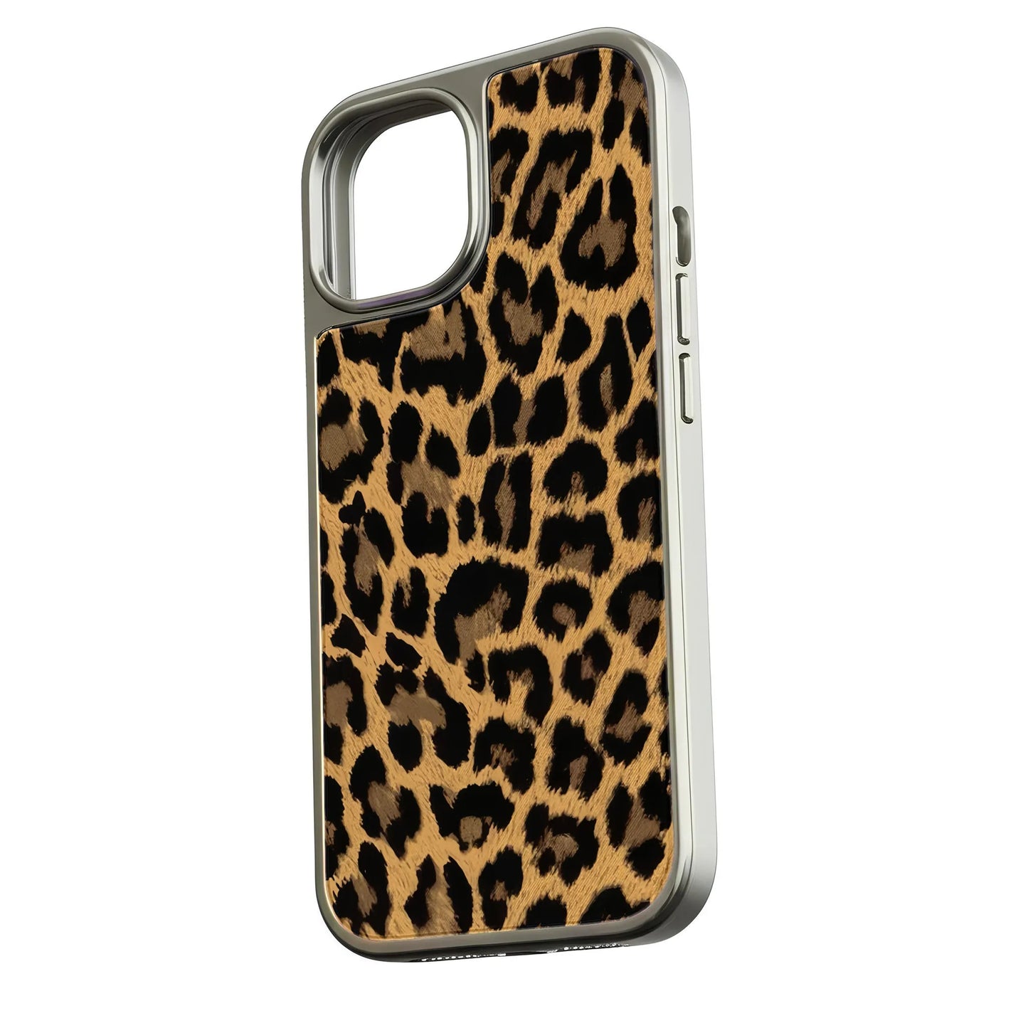 Funda holográfica de leopardo cromada para iPhone 14 - Estampado animal feroz