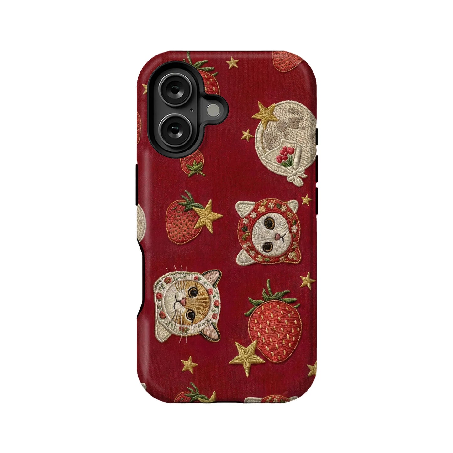 Cute Cat and Strawberry Pattern Phone Case
